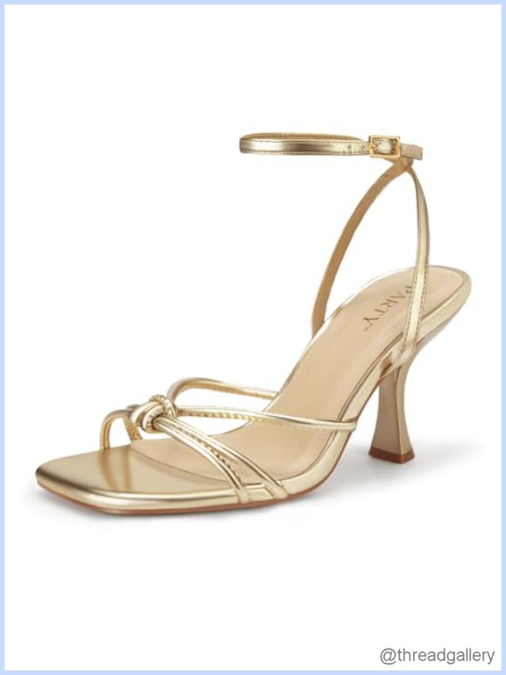 Strappy Square Open Toe Kitten Heel Sandals Faux Leather